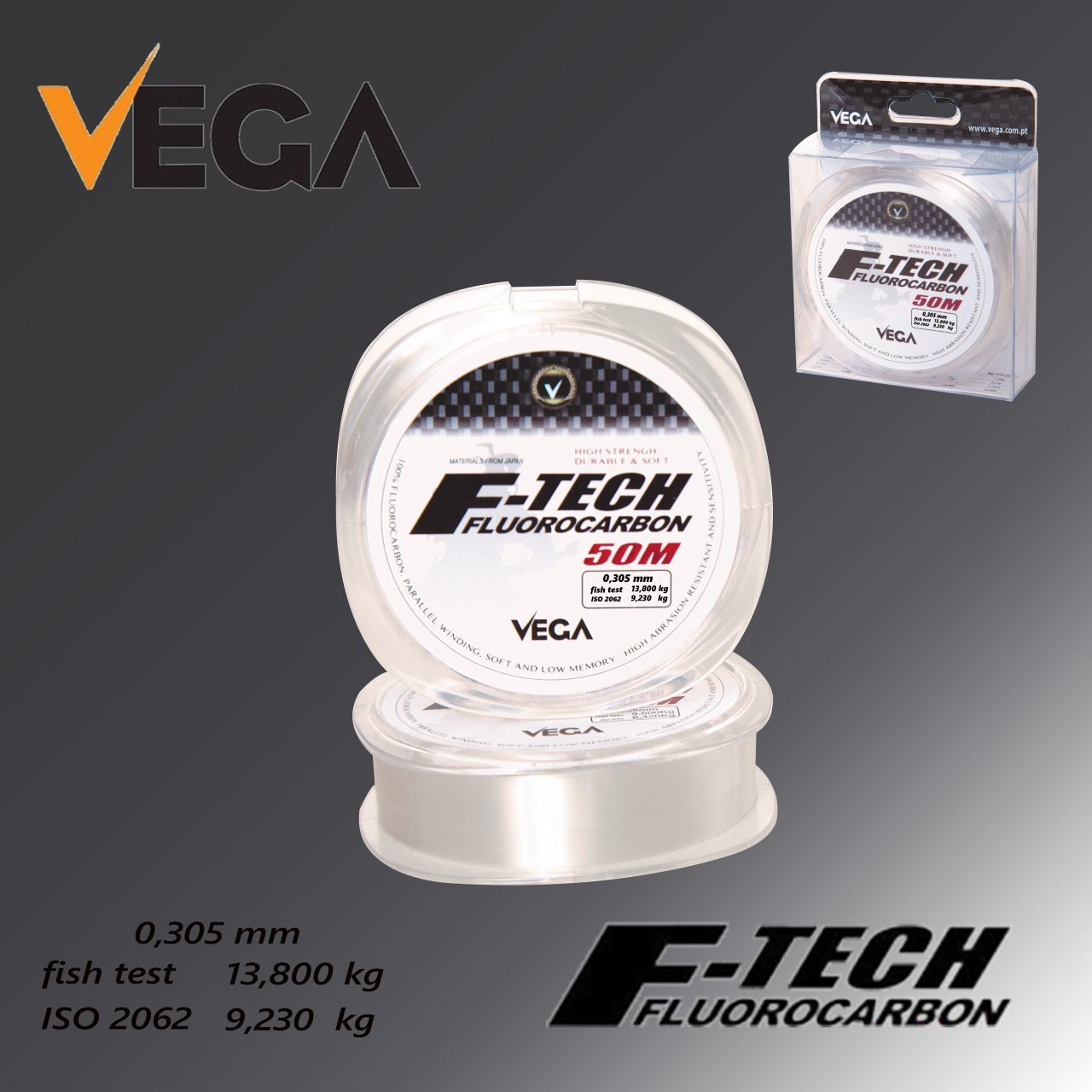 Vega F-Tech Fluorocarbon 50mt 0,305 mm Misina