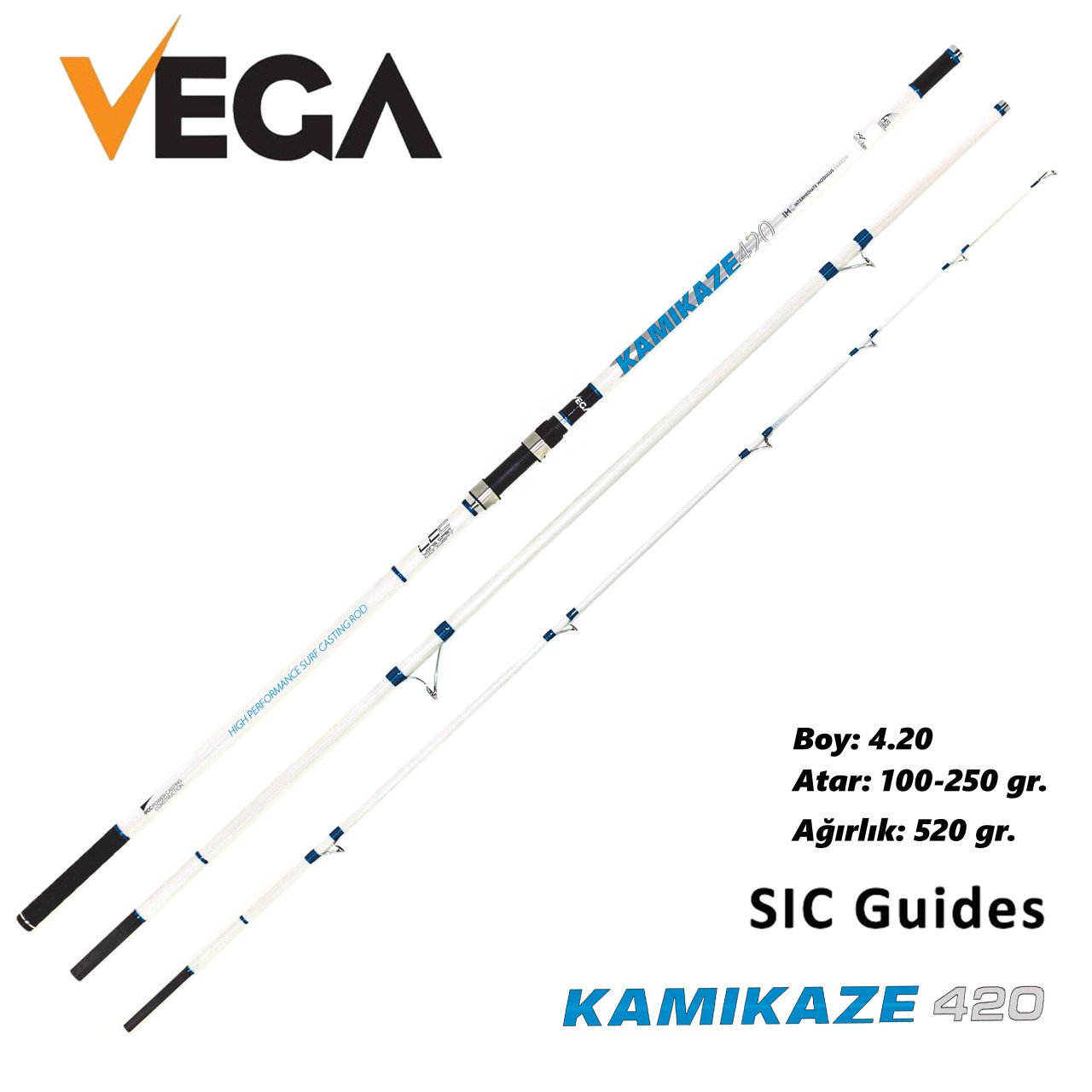 VEGA Kamıkaze 4,20 mt 100-250 gr Olta Kamışı VEGA Surf Olta Kamışları