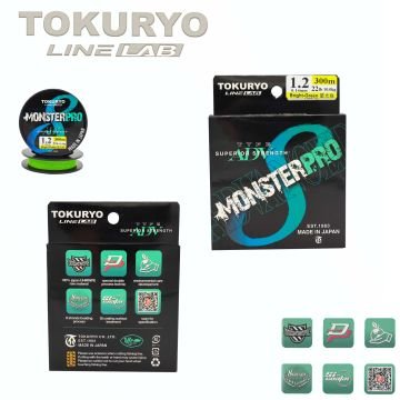 TOKURYO LINE LAB MONSTERPRO X8 1.2pe 0.14mm 22Ib 10.0kg Bright-Green 300mt