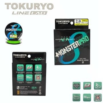 TOKURYO LINE LAB MONSTERPRO X8 2.0pe 0.20mm 33Ib 15.0kg Bright-Green 300mt