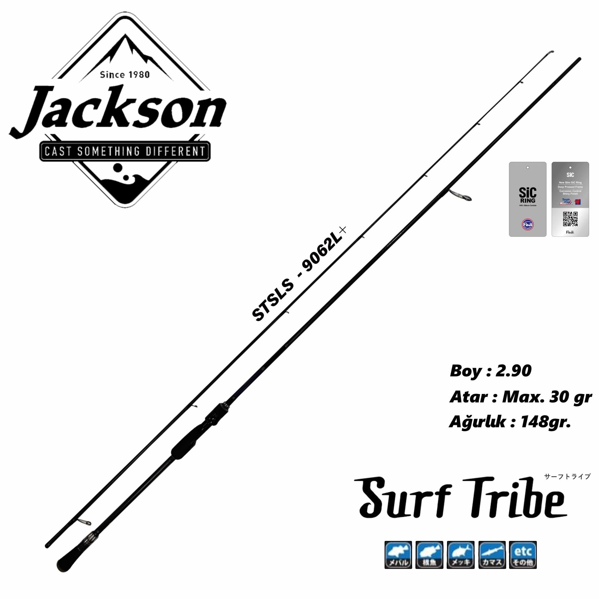 JacksonサーフトライブSTSLSー9062L+ Jackson Surf Tribe STSLS-9062L+ 2.90cm Max 30gr Spin Kamış Jackson