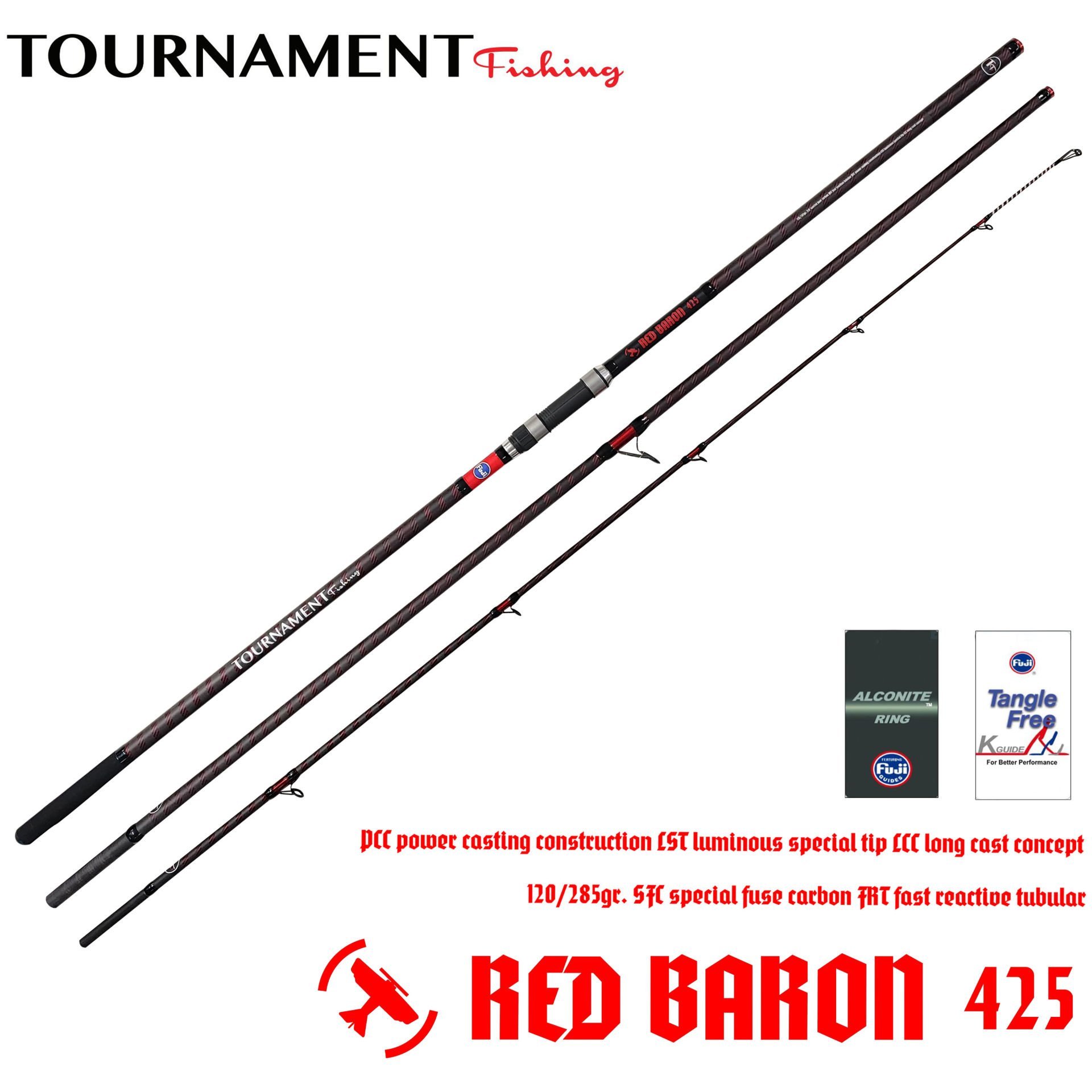 Tournament Fishing RED BARON 425 Mt  120-285gr atarlı FRT Tubular 3 Parça Surf Olta Kamışı